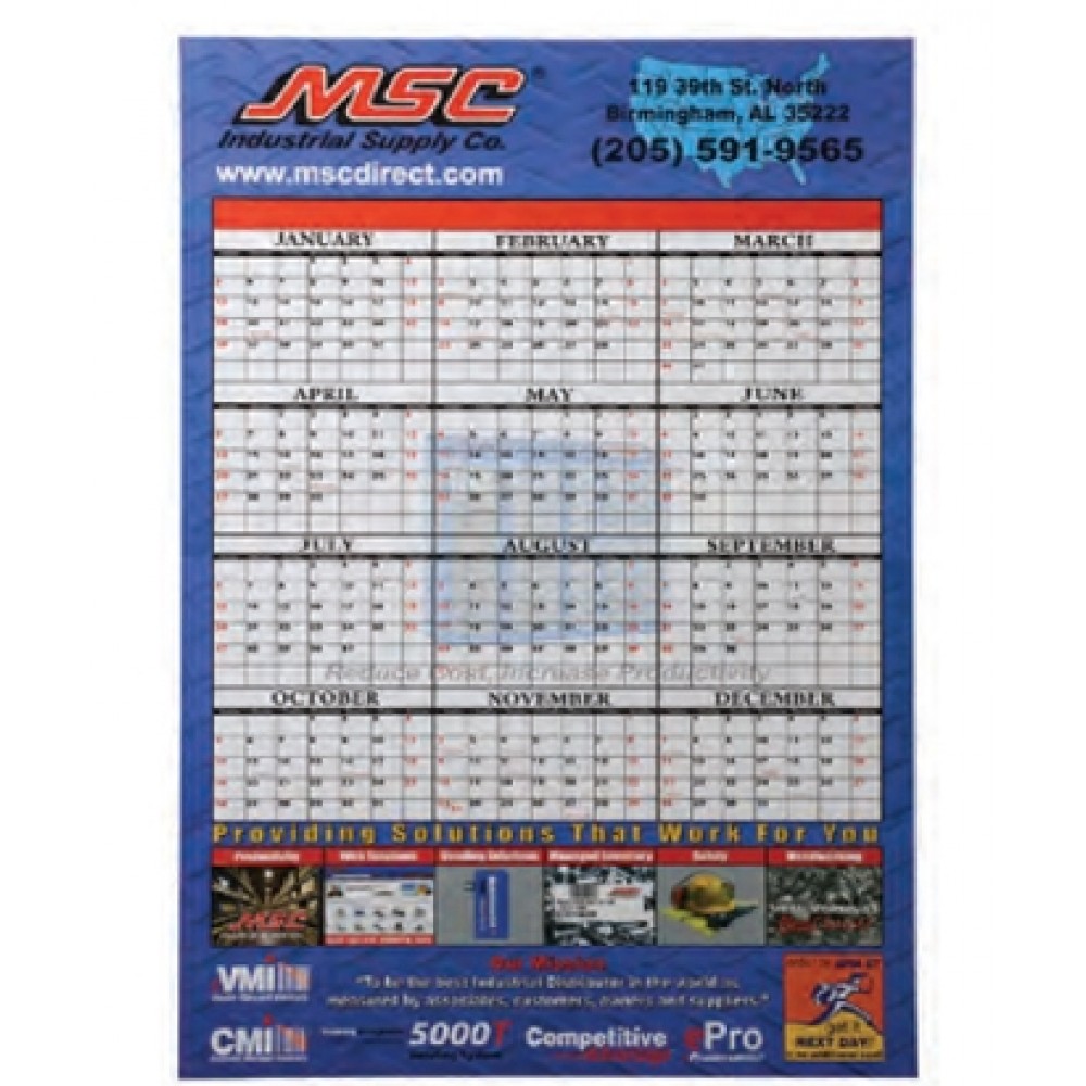 Single Sheet Wall Calendar Logo Printed