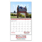 Reflections Wire-bound 18-Month/19-Photo Wall Calendar with 4" drop-down panel Custom Imprinted