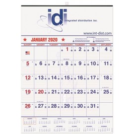 Personalized Patriotic Red & Blue Contractor Calendar w/1 Color Imprint (18"x25")