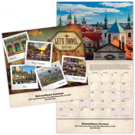 Custom Imprinted Let's Travel Stapled Wall Calendar