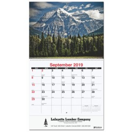Peaceful Peaks Monthly Wall Calendar w/Coil Binding (10 5/8"x18") Custom Printed  Peaceful Peaks Monthly Wall Calendar w/Coil Binding (10 5/8"x18") Custom Printed