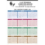 Custom Imprinted Single Sheet Wall Calendar - 4-Color Quarterly Full Year View: 2024