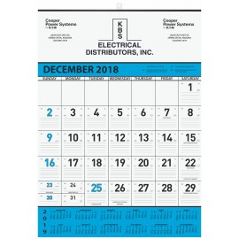 Logo Printed Contractor Custom Calendar w/1 Color Imprint (18"x25")
