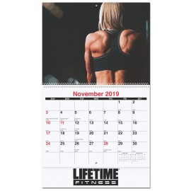 Active Lifestyle Monthly Wall Calendar w/Coil Binding (10 5/8"x18") Custom Printed
