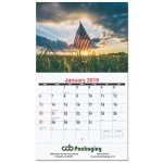 Old Glory Monthly Wall Calendar w/Staples (10 5/8"x18") Custom Printed