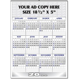 Yearly Calendar w/Top Ad Space & Bottom Year Custom Printed  Yearly Calendar w/Top Ad Space & Bottom Year Custom Printed
