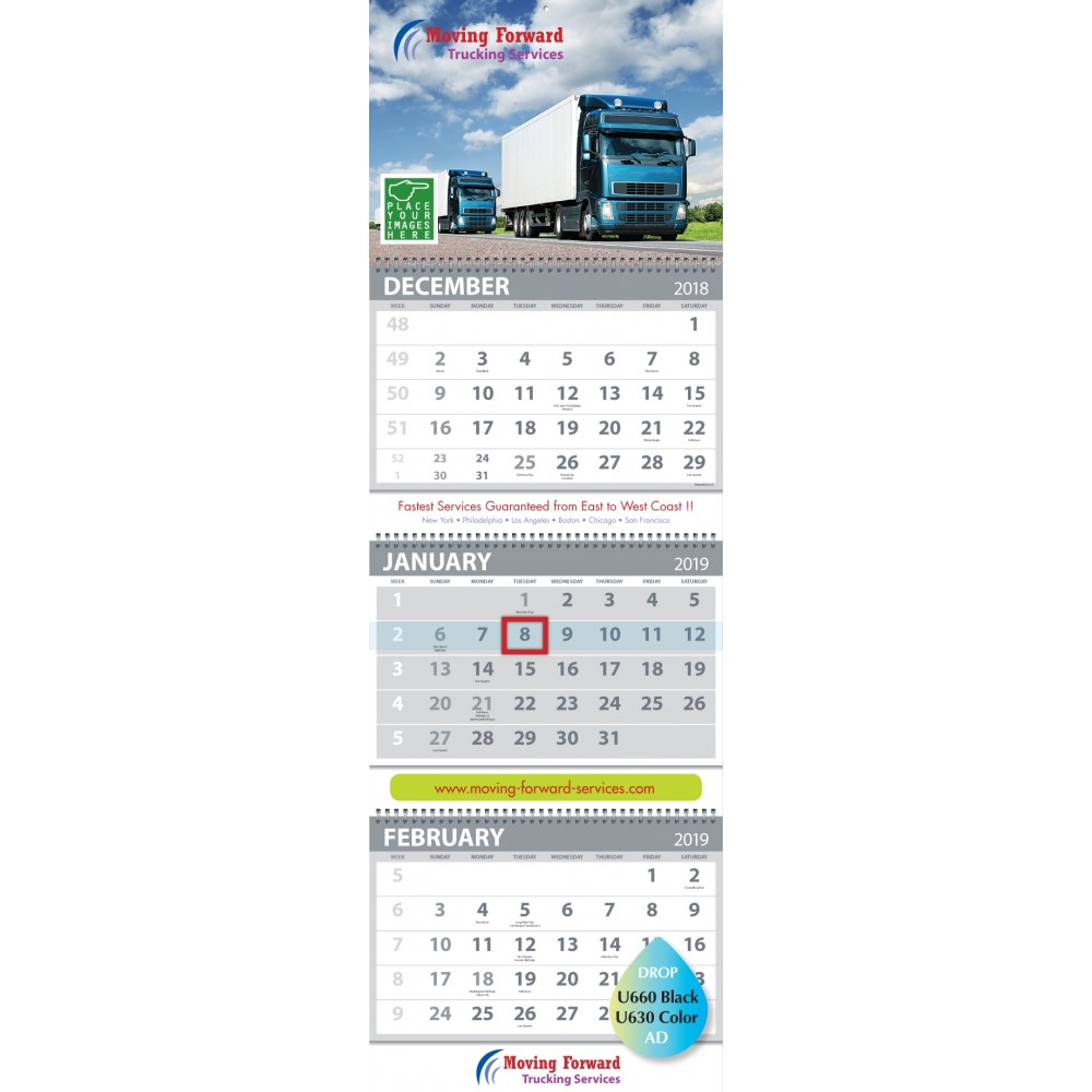 Custom 3-Month Optimal Wall Calendar Custom Printed