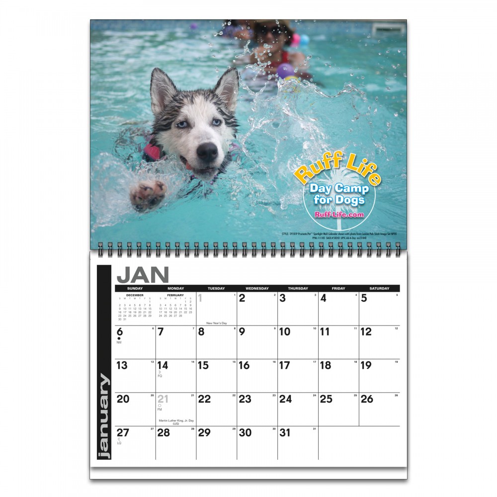 Personalized Promote.Pet Spotlight Wire-bound 1-Photo/12-Month Wall Calendar