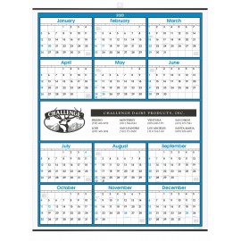 Personalized Blue Border Modern Yearly Calendar w/Center Imprint
