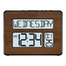 La Crosse Technology Atomic Digital Wall Clock (Walnut) Logo Printed  La Crosse Technology Atomic Digital Wall Clock (Walnut) Logo Printed