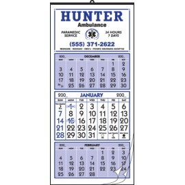 Logo Printed Blue Twelve 3-Month Sheet Calendar  Logo Printed Blue Twelve 3-Month Sheet Calendar