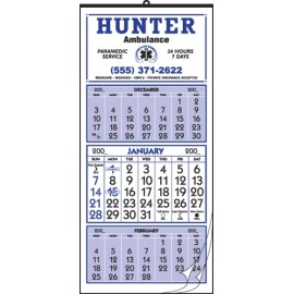 Logo Printed Blue Twelve 3-Month Sheet Calendar