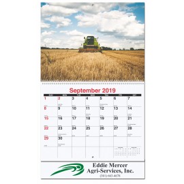 Logo Printed Agriculture Monthly Wall Calendar w/Coil Binding (10 5/8"x18")