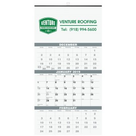 Personalized Three Month At A Glance Wall Calendar w/1 Color Imprint (12"x25")