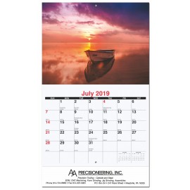 Logo Printed Serene Sunsets Monthly Wall Calendar w/Staples (10 5/8"x18")