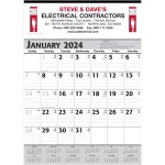 Personalized Commercial Planner Wall Calendar - Grey & Black: 2024, 2+ Imprint Colors
