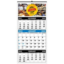 Logo Printed Full Color 3 Month at a Glance Wall Calendar