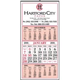 Red & Black Large Twelve 3-Month Sheet Calendar Custom Imprinted