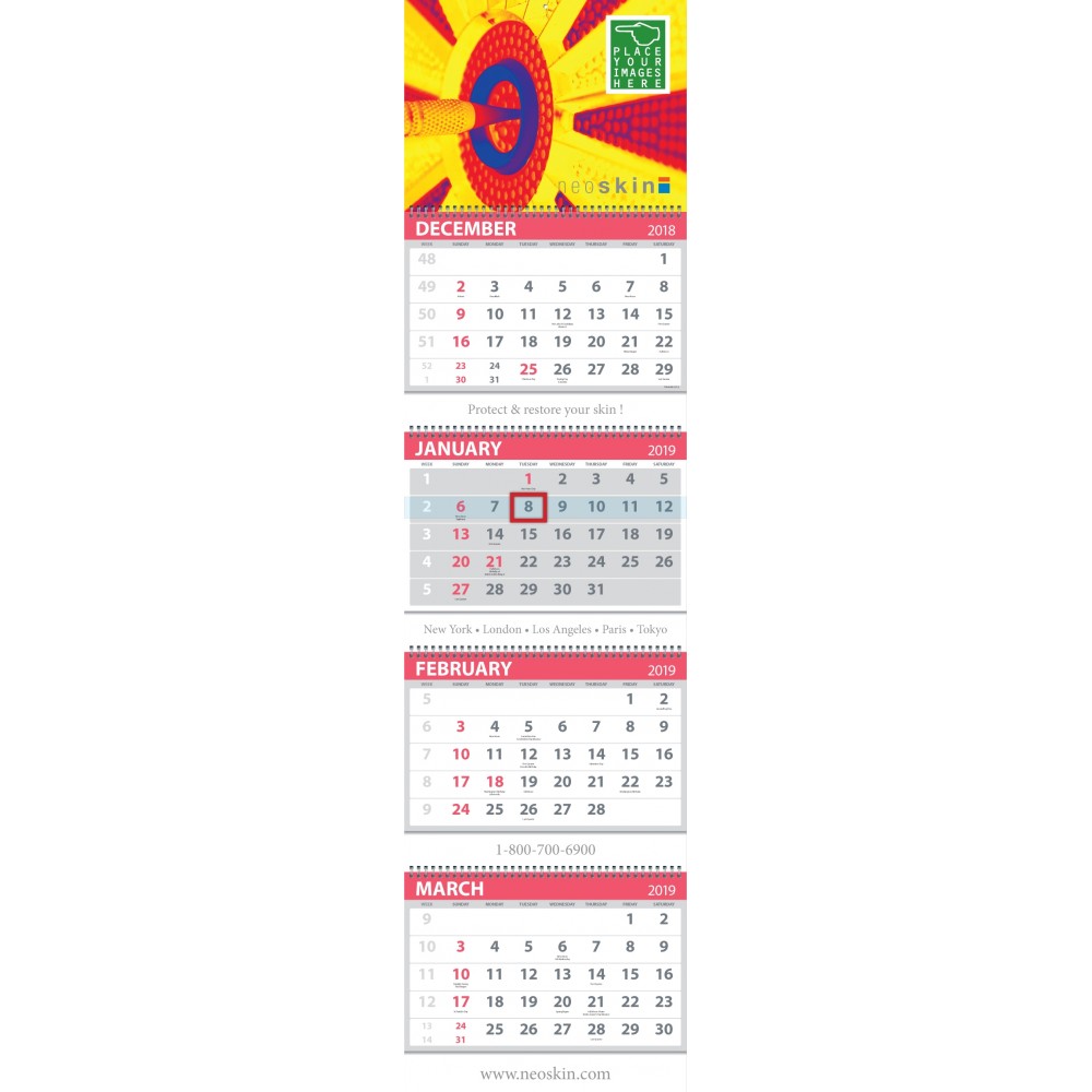 Logo Printed Custom 4-Month Premium Wall Calendar