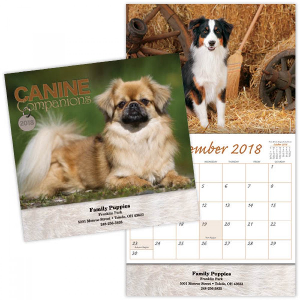 Canine Companions Stapled Wall Calendar Logo Printed