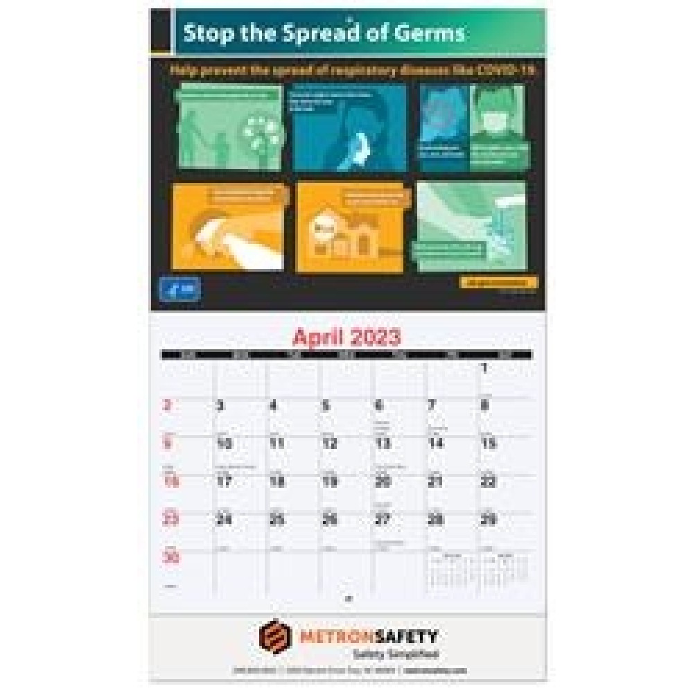 Stapled Safety Wall Calendar (10 5/8"x18") Custom Imprinted Stapled Safety Wall Calendar (10 5/8"x18") Custom Imprinted