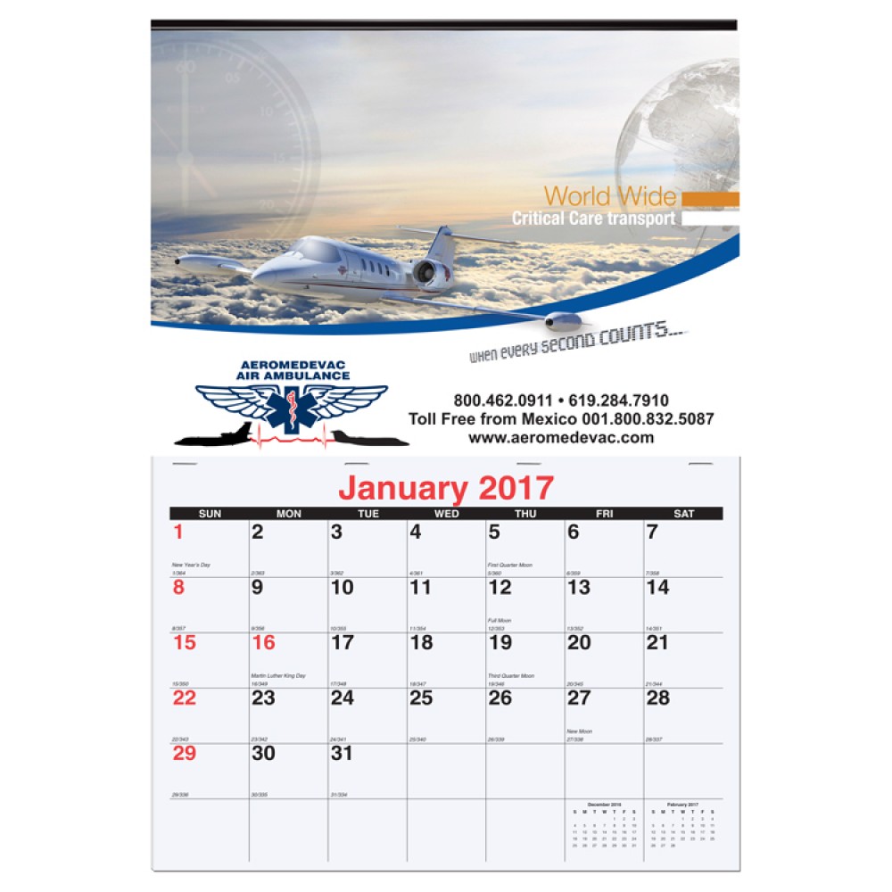 Monthly Wall Calendar (12"x17 3/8") Custom Printed