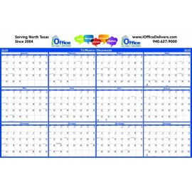 Logo Printed Horizontal Laminated Double Sided Wall Planner (24" x 37")