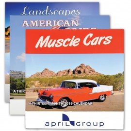 Custom Imprinted Patriotic Landscape and Muscle Car 13 Month Wall Calendar