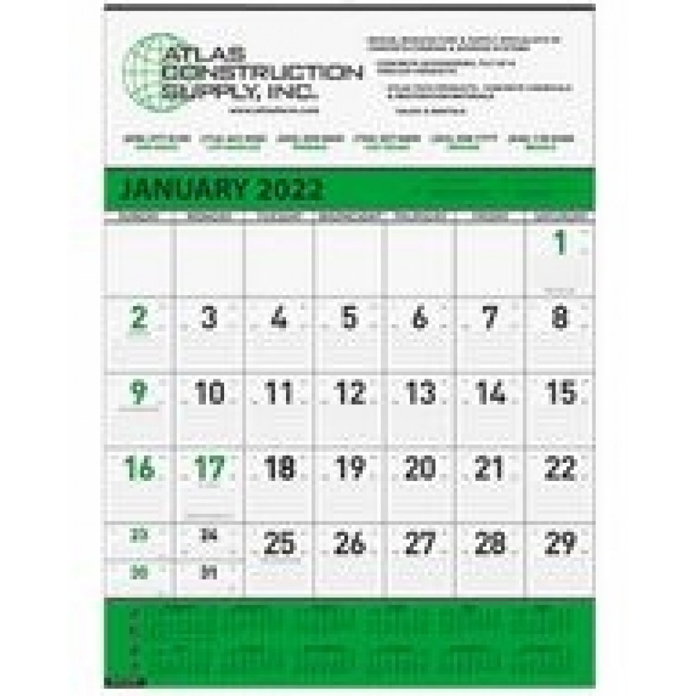 Contractor 13-Month Calendar w/1 Color Imprint (18"x25") Custom Imprinted