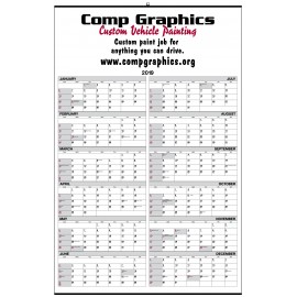 Personalized 23"x35" Year At A Glance Wall Calendar (1 9/16"x11/16" Memo Box)  Personalized 23"x35" Year At A Glance Wall Calendar (1 9/16"x11/16" Memo Box)