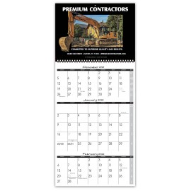 Logo Printed Slick Carpet Lite Wire-bound Quarterly Planning Wall Calendar