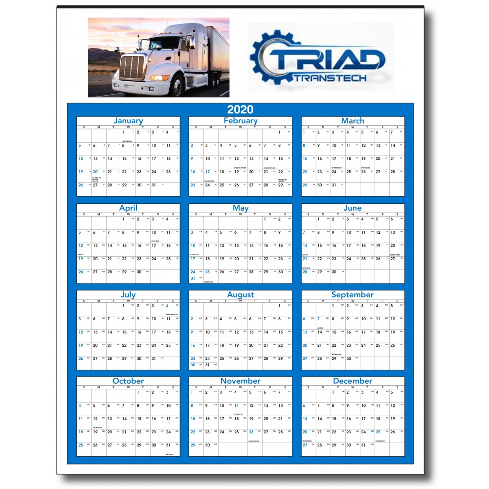 Personalized Yearly View Wall Calendar