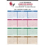 Single Sheet Wall Calendar - 4-Color Quarterly Full Year View: 2+ Colors 2024 Logo Printed