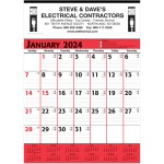 Commercial Planner Wall Calendar - Red & Black: 2024, 1 Color Imprint Logo Printed