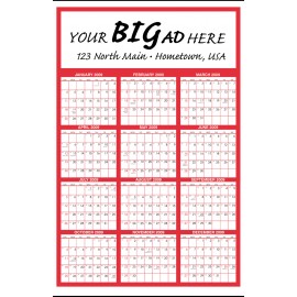 Logo Printed Jumbo Yearly View Commercial Wall Calendar