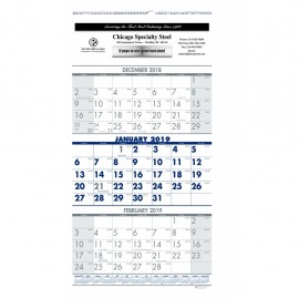 3-Month View Wall Calendar (8" x 17") Logo Printed
