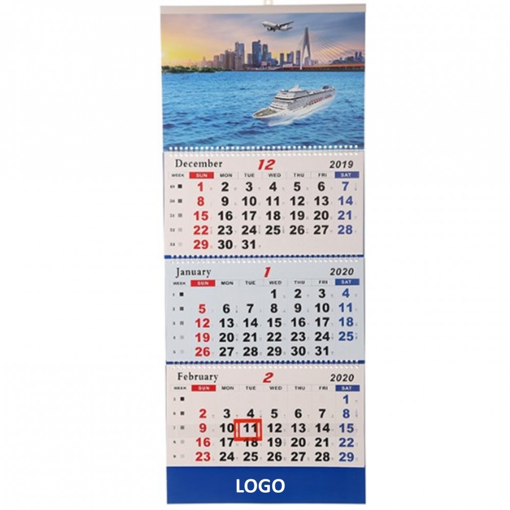 3-Month Wall Calendar w/Slider Custom Imprinted