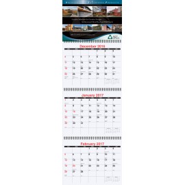 Small Three Month At A Glance Calendar (6"x18") Logo Printed