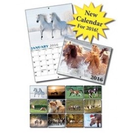 Logo Printed 13 Month Mini Custom Photo Appointment Wall Calendar - HORSES