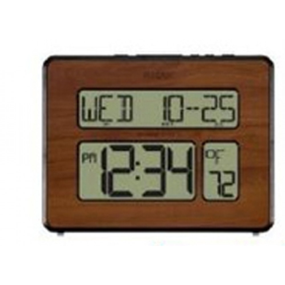 La Crosse Technology Atomic Digital Wall Clock (Walnut Brown) Custom Imprinted