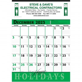 Commercial Planner Wall Calendar - Green & Black: 2024, 2+ Imprint Colors Custom Imprinted
