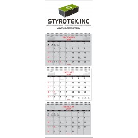 4 Panel Month View Wall Calendar-1 color Custom Printed