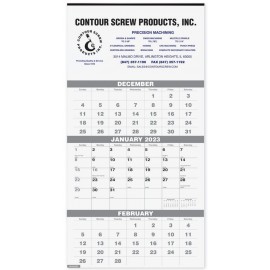 Three Month At A Glance Wall Calendar w/2 Color Imprint (12"x25") Custom Imprinted