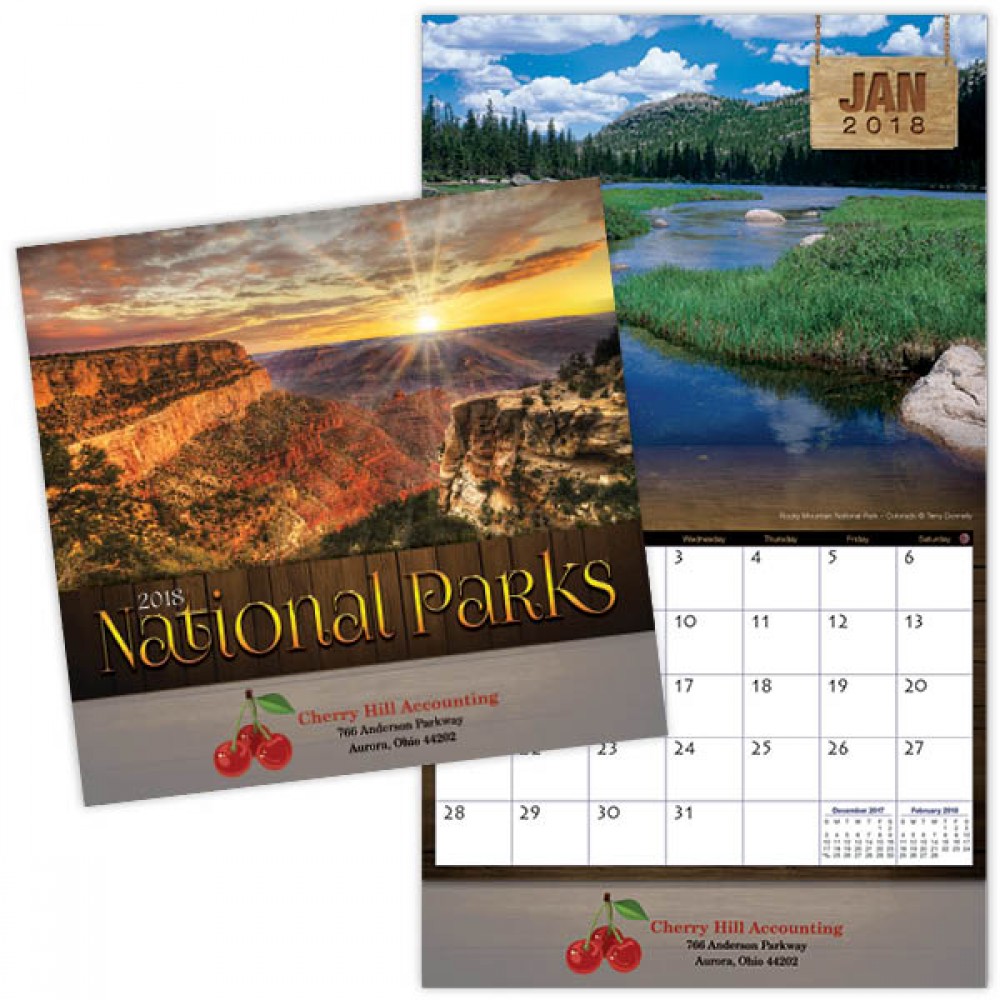 Logo Printed National Parks Stapled Wall Calendar