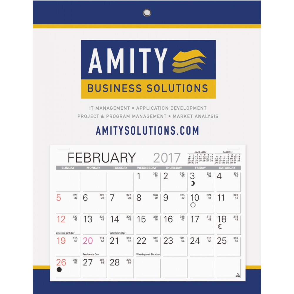 Custom Imprinted Monthly Billboard Calendar-Wrapped Edge Custom Imprinted Monthly Billboard Calendar-Wrapped Edge