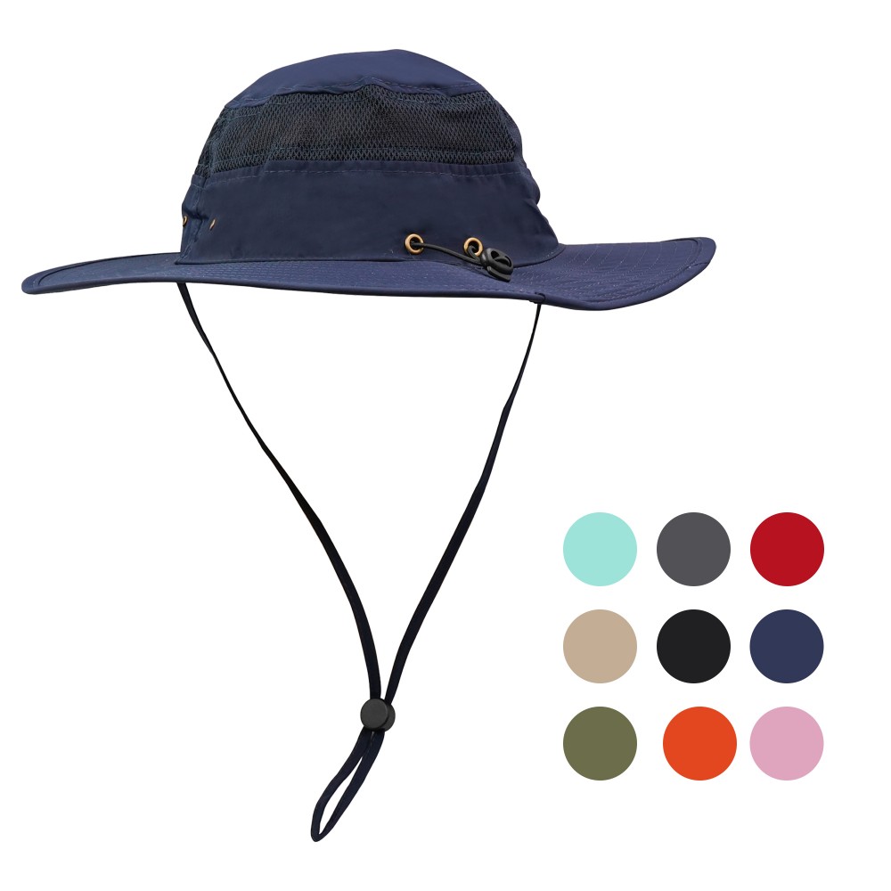 Outdoor Mesh Wide Brim Sun Bucket Hat with Logo
