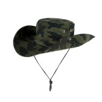 Logo Printed Foldable Cotton Bucket Hat with Camouflage and Draw Cord
