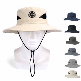 Wide Brim Mesh Bucket Hat with Logo