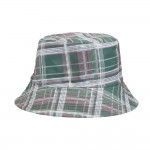 #4 Striped Check Pattern Basin Cap Bucket Hat with Logo