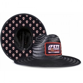 Black Straw Hat With Custom Patch & Under Brim with Logo
